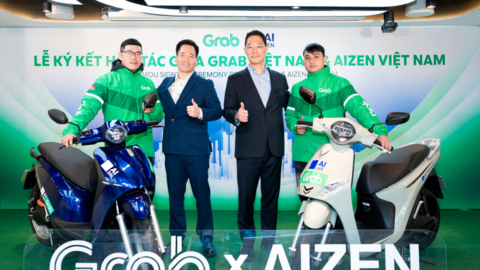 Grab Việt Nam hợp tác với AIZEN Việt Nam mang đến giải pháp thuê xe máy điện cho đối tác tài xế Grab