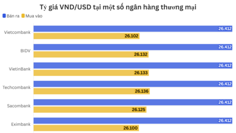 Ngày 12/6: Tỷ giá trung tâm tăng 2 đồng