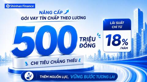 Shinhan Finance nâng hạn mức vay tín chấp lên đến 500 triệu đồng, đồng hành cùng khách hàng trong mọi kế hoạch tài chính