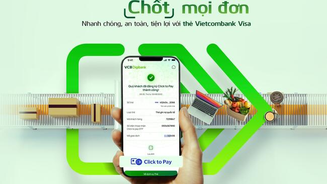 Vietcombank chính thức triển khai tính năng click to pay cho chủ thẻ Visa