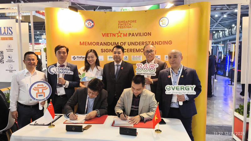 Gian hàng Quốc gia - Vietnam Pavilion tại Singapore FinTech Festival (SFF). Ảnh: NVCC