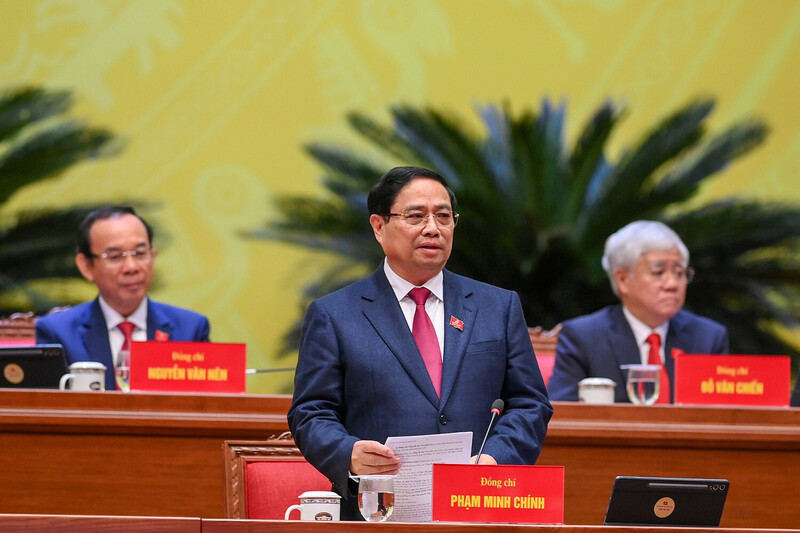 Thay mặt Đoàn Chủ tịch, Thủ tướng Chính phủ Phạm Minh Chính điều hành phiên khai mạc Đại hội XIV của Đảng.