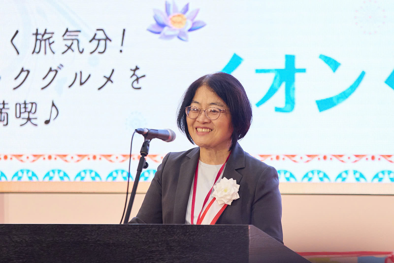 Bà Mitsuko Tsuchiya, Phó Chủ tịch, Giám đốc điều hành tập đoàn AEON phát biểu tại sự kiện.