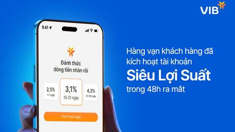Hàng vạn khách hàng kích hoạt tài khoản Siêu lợi suất của VIB
