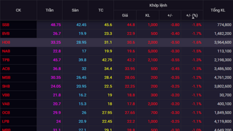 Hàng loạt cổ phiếu ngân hàng chìm trong sắc đỏ
