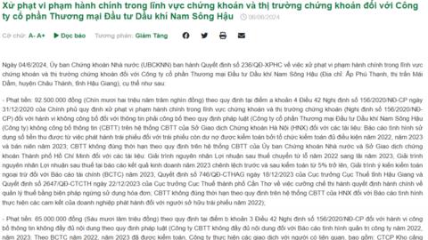 Dầu khí Nam Sông Hậu bị xử phạt hơn 150 triệu đồng