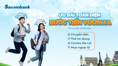 Sacombank miễn 100% phí chuyển tiền du học