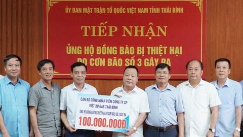 Việt Xô Gas Thái Bình trao 100 triệu đồng hỗ trợ đồng bào bị thiệt hại do bão số 3