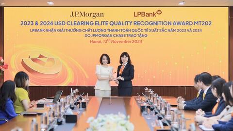 LPBank đoạt giải thưởng danh giá về thanh toán quốc tế từ JPMorgan Chase