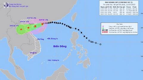 Bão số 3 giật cấp 11, cách Quảng Ninh-Hải Phòng khoảng 200km