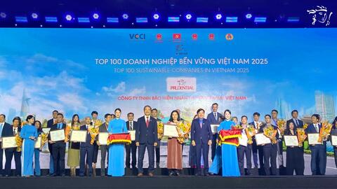 Prudential lần thứ 9 liên tiếp được vinh danh Top 100 Doanh nghiệp Phát triển bền vững tại Việt Nam