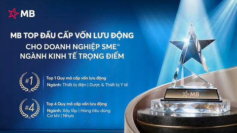 MB – Ngân hàng top đầu Quy mô dư nợ cho vay ngắn hạn đối với doanh nghiệp SME thuộc ngành kinh tế trọng điểm
