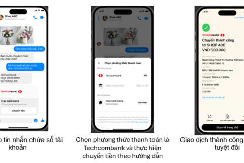 Techcombank tích hợp tính năng chuyển tiền qua Messenger, nâng cao trải nghiệm giao dịch liền mạch cho khách hàng