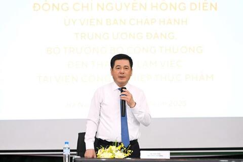Bộ trưởng Nguyễn Hồng Diên làm việc với Viện Công nghiệp thực phẩm