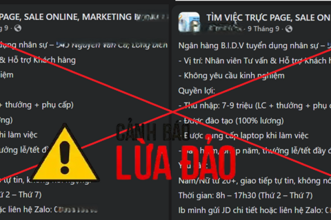 Cảnh báo chiêu lừa đảo mạo danh ngân hàng tuyển dụng nhân sự online