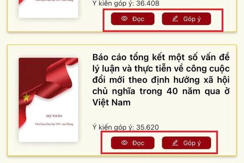 Hướng dẫn góp ý các dự thảo văn kiện trình Đại hội XIV của Đảng trên ứng dụng VNeID