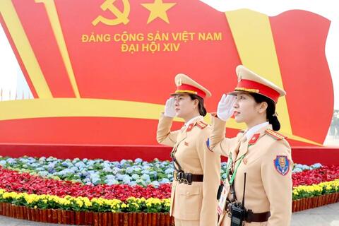 Diễn tập phương án dẫn đoàn phục vụ Đại hội XIV của Đảng