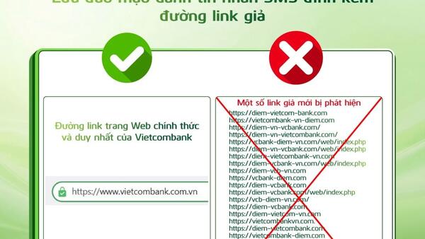 Vietcombank cảnh báo lừa đảo qua tin nhắn SMS thông báo “điểm thưởng hết hạn”