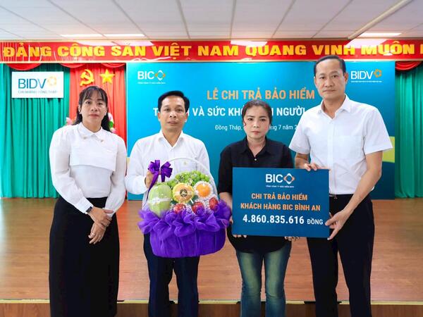 BIC chi trả hơn 4,8 tỷ đồng quyền lợi bảo hiểm BIC Bình An cho khách hàng tại Đồng Tháp