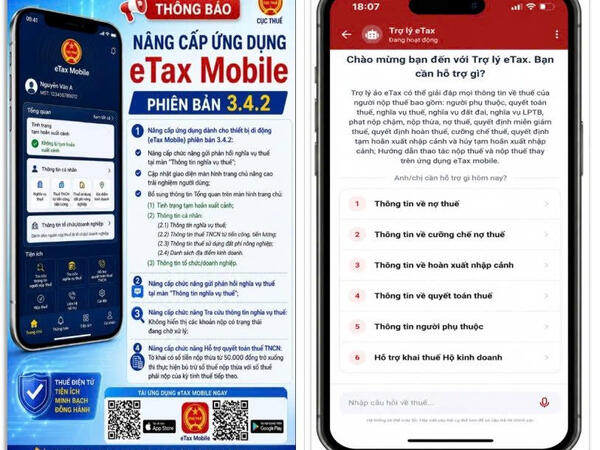 Cập nhật ứng dụng eTax Mobile để trải nghiệm nhiều tiện ích