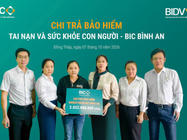 BIC chi trả hơn 2 tỷ đồng quyền lợi bảo hiểm BIC Bình An cho khách hàng tại Đồng Tháp