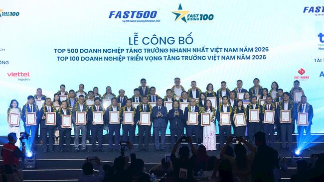 Tôn vinh doanh nghiệp tăng trưởng nhanh nhất và doanh nghiệp triển vọng tăng trưởng Việt Nam 2026