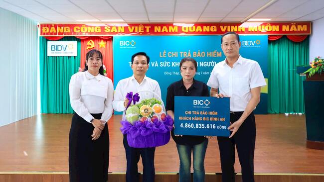 BIC chi trả hơn 4,8 tỷ đồng quyền lợi bảo hiểm BIC Bình An cho khách hàng tại Đồng Tháp