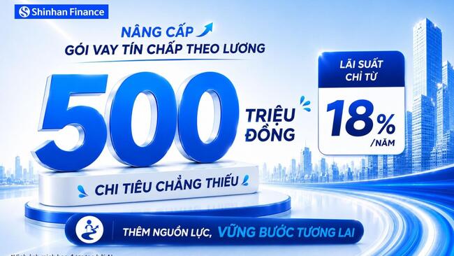 Shinhan Finance nâng hạn mức vay tín chấp lên đến 500 triệu đồng, đồng hành cùng khách hàng trong mọi kế hoạch tài chính