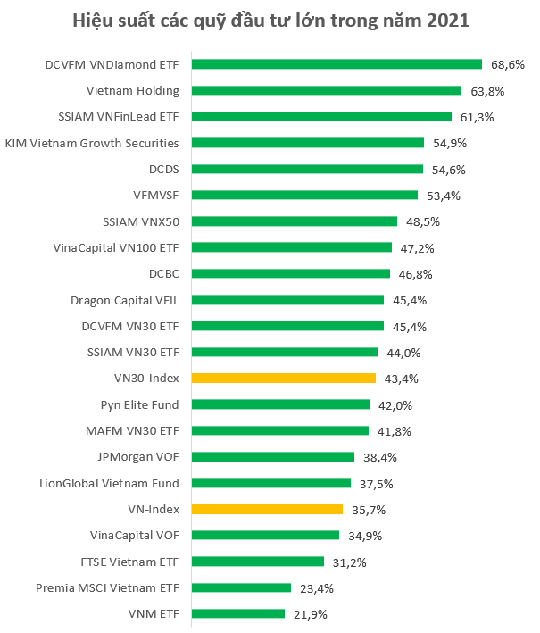 Chứng khoán thăng hoa, quỹ đầu tư “đại thắng” năm 2021  - Ảnh 1.
