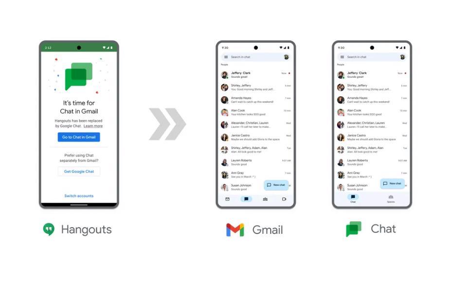 Hangouts sẽ dừng hoạt động vào tháng 11/2022, hướng người dùng đến Google Trò chuyện. Ảnh: Google