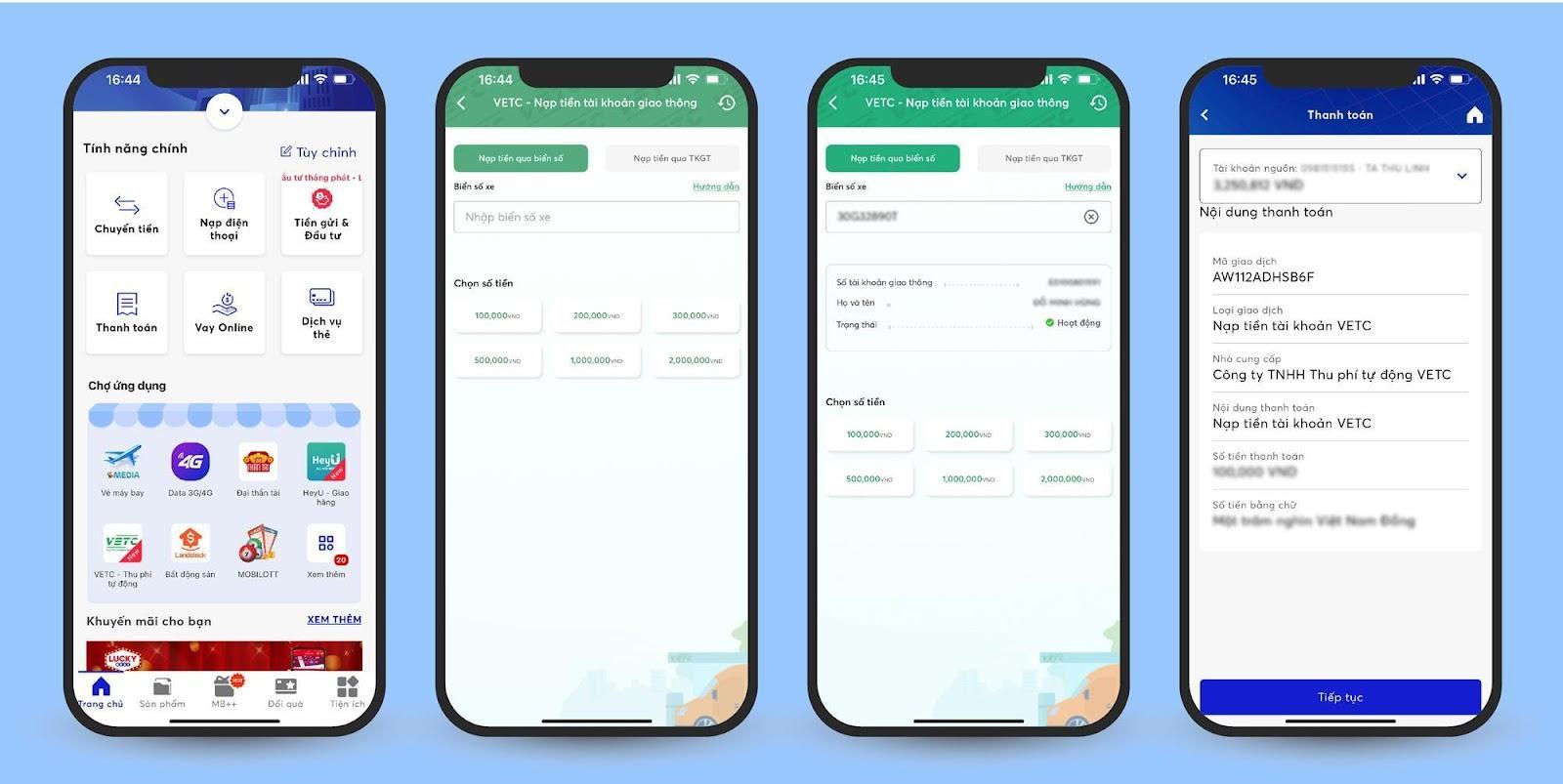 Nạp tiền vào tài khoản giao thông VETC hoàn toàn miễn phí trên App MBBank - Ảnh 3.