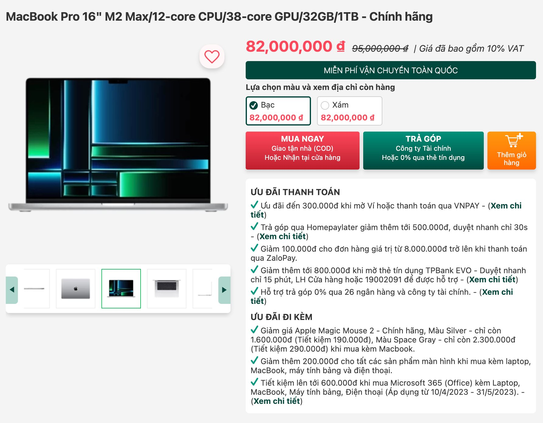 MacBook Pro mới giảm gần 15 triệu đồng sau 2 tháng lên kệ tại Việt Nam - Ảnh 1. MacBook Pro mới giảm gần 15 triệu đồng sau 2 tháng lên kệ tại Việt Nam - Ảnh 1.