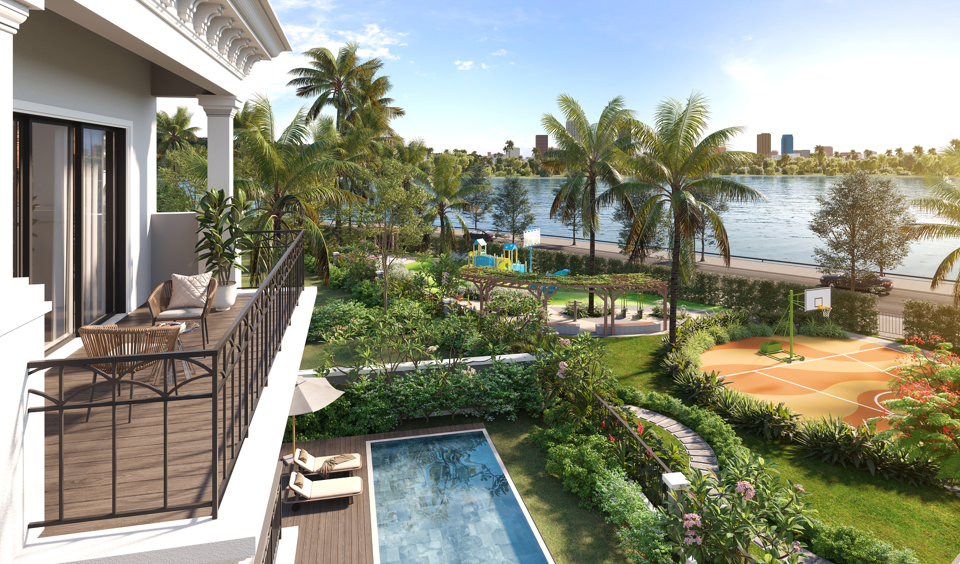 Góc nhìn ra công viên của một căn dinh thự Grand Bay Halong Villas. Ảnh: BIM Land.