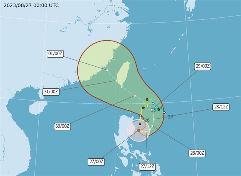 Dự báo đường đi của bão Saola. Ảnh: CWB