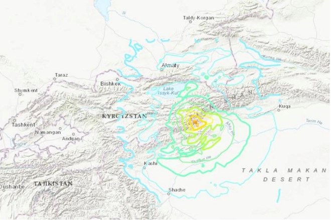 Động đất 7 độ richter rung chuyển biên giới Trung Quốc - Kyrgyzstan