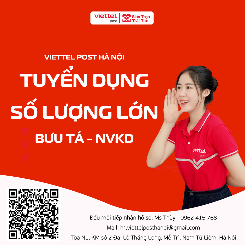 Viettel Post Hà Nội mở đợt tuyển dụng lớn trong tháng 2 và quý 1/2024 - Ảnh 1