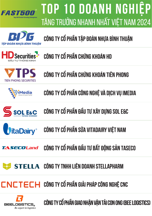 Top 10 doanh nghiệp tăng trưởng nhanh nhất Việt Nam gọi tên Nhựa Bình Thuận, HD Securities, TPS, tăng trưởng 2024 chủ yếu dựa vào “cỗ xe tứ mã” - Ảnh 2.