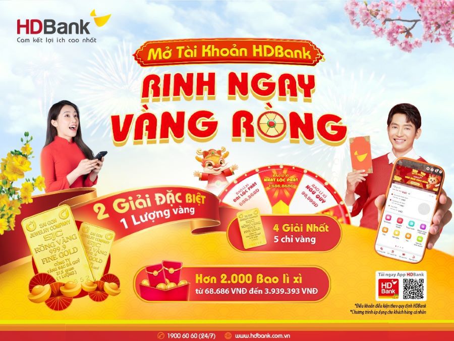 Hơn 100 khách hàng trúng vàng và hàng triệu đồng khi mở tài khoản HDBank. Ảnh: HDBank