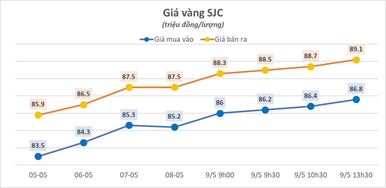 Giá vàng SJC tăng dựng đứng, chính thức vượt mốc 89 triệu đồng/lượng - Ảnh 1.