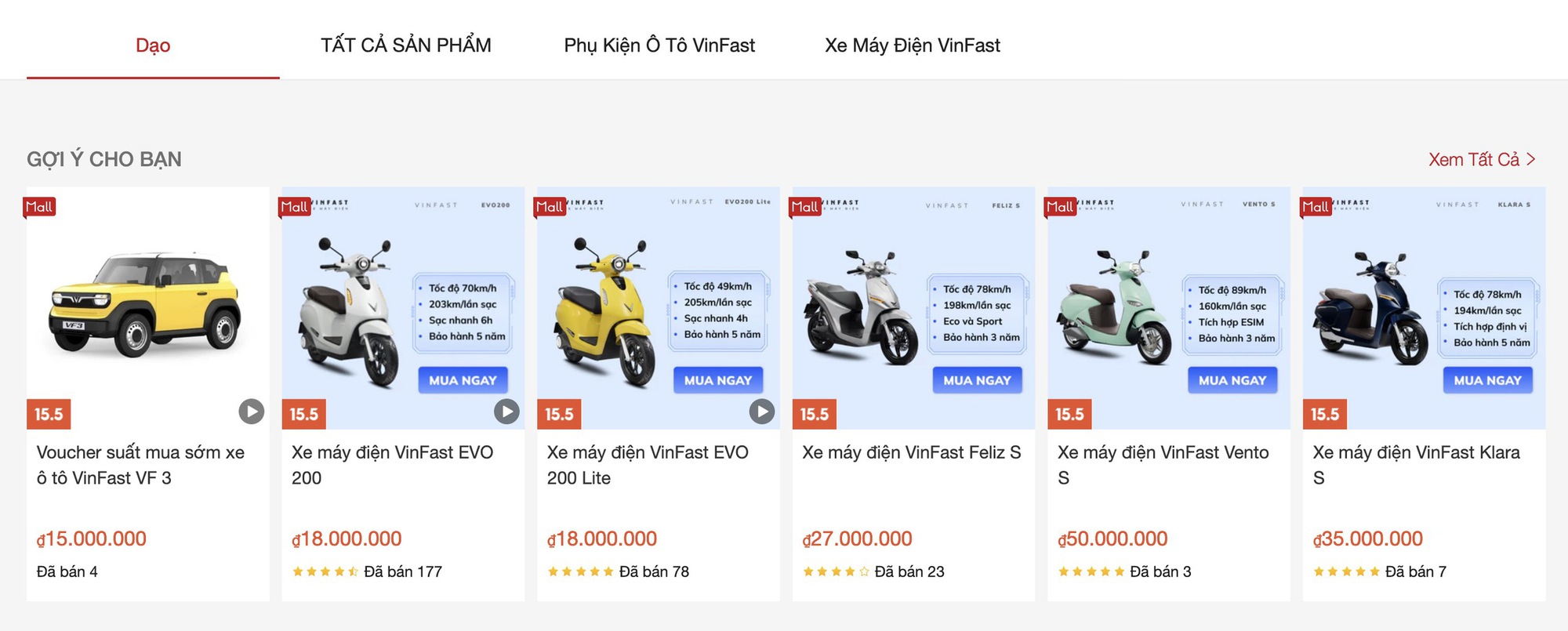 Gian hàng Shopee của VinFast có gì: Xe máy điện bán trăm chiếc, mới có thêm voucher mua sớm VF3- Ảnh 2.