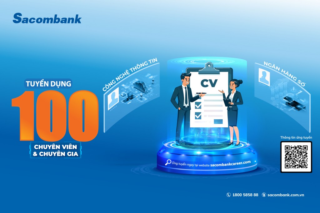 Sacombank tuyển dụng hơn 130 nhân sự làm việc tại Hội sở