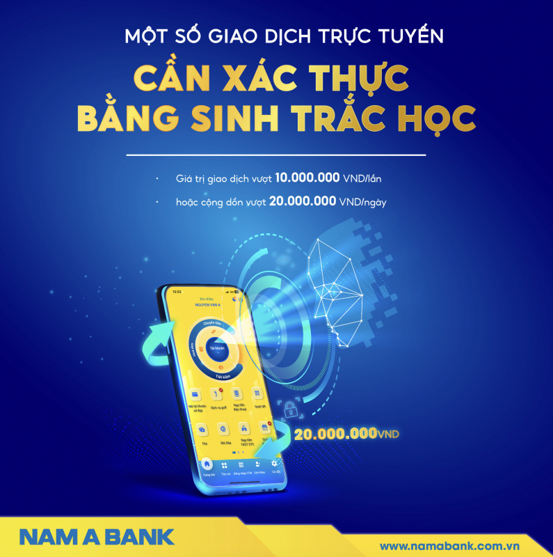 Nam A Bank đã triển khai tính năng xác thực sinh trắc học cho khách hàng