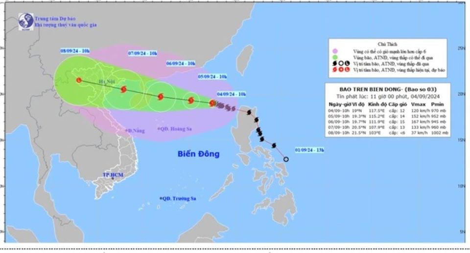 Bão số 3 đang trên biển Đông với sức gió cực mạnh.