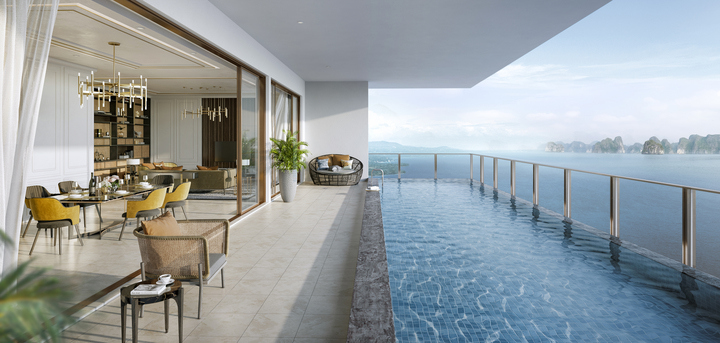 “Biệt thự trên không” Sky Residences của InterContinental Residences Halong Bay. (Ảnh: BIM Land)