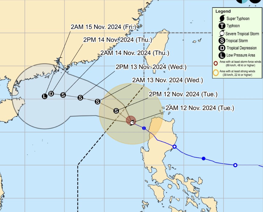 Bão Toraji - cơn bão số 8 trên Biển Đông - hiện di chuyển theo hướng tây bắc. Ảnh: PAGASA