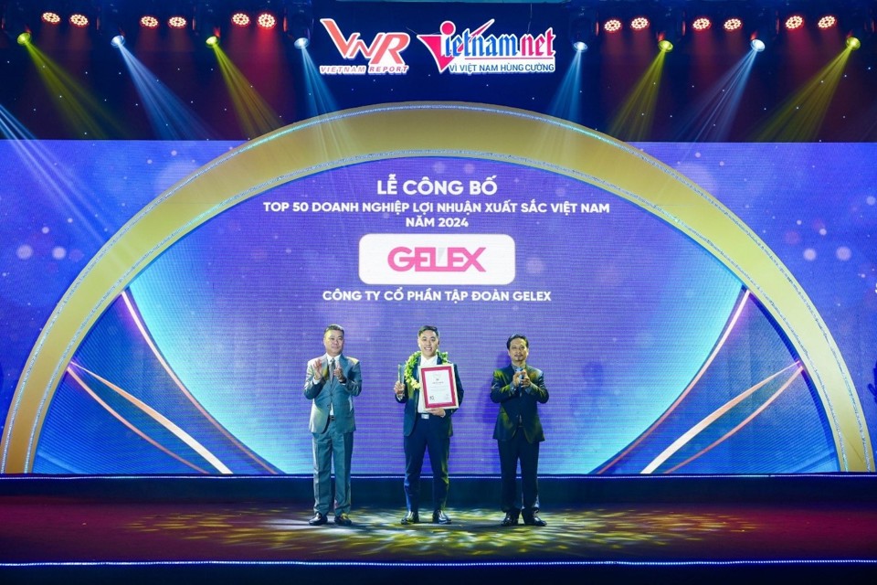 Ông Lê Tuấn Anh - Phó Tổng giám đốc Tập đoàn GELEX nhận chứng nhận Top 50 Doanh nghiệp lợi nhuận xuất sắc Việt Nam năm 2024