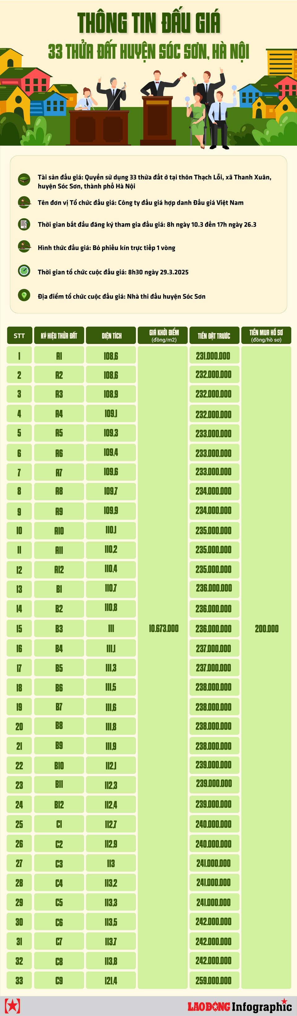 Sóc Sơn sắp đấu giá 33 lô đất, khởi điểm 10,6 triệu đồng/m2 - Ảnh 1