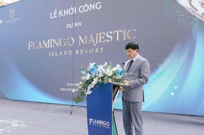 Ông Trần Trọng Bình - Chủ tịch Hội đồng quản trị Tập đoàn Flamingo Holdings phát biểu tại Lễ khởi công