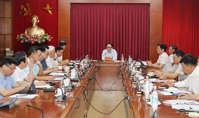 Bí thư Thành ủy Lê Tiến Châu phát biểu tại cuộc họp. Ảnh: Cổng TTĐT Hải Phòng