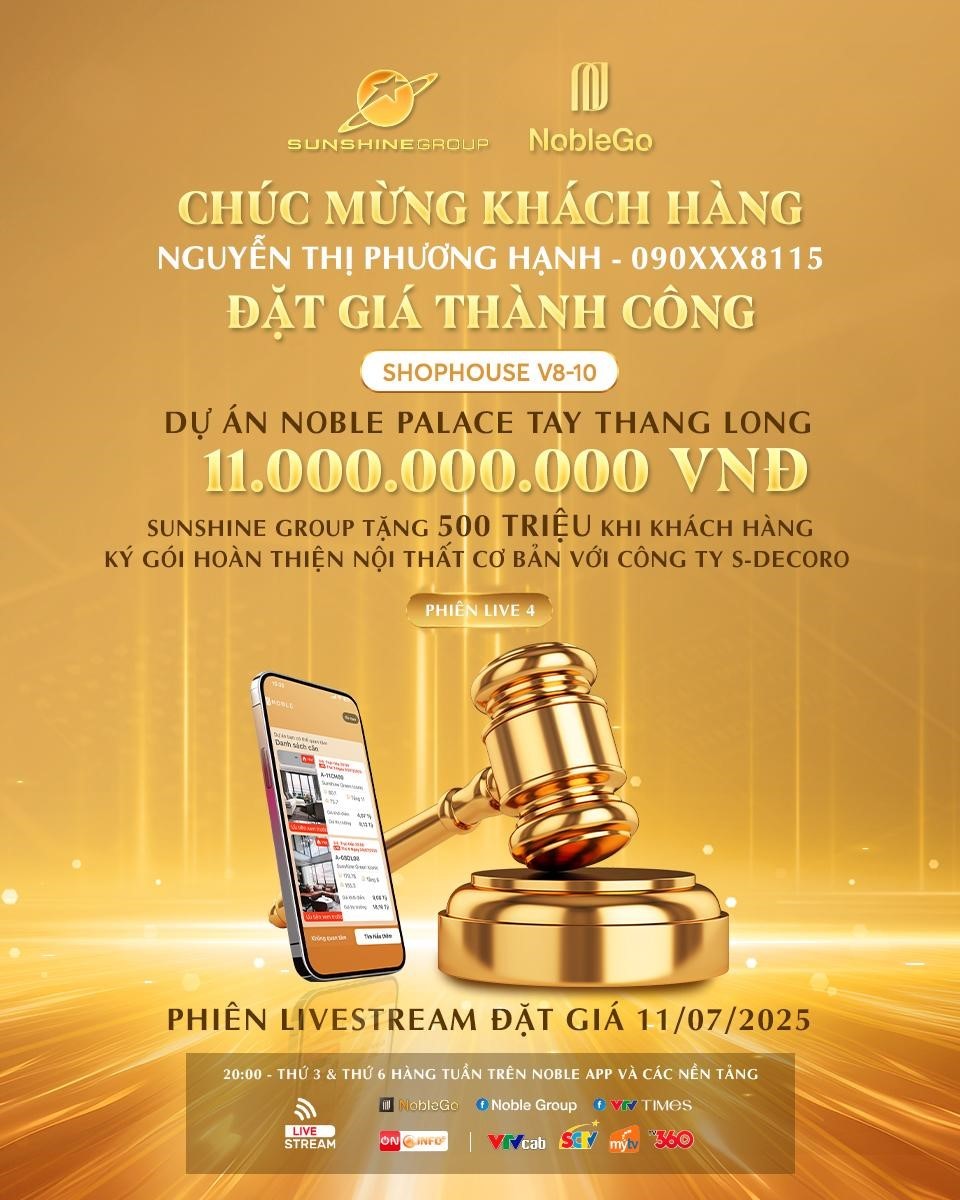 Khách đặt giá trúng nhà phố Noble Palace Tay Thang Long rẻ hơn 2,5 tỷ đồng
